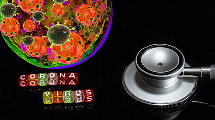 Colorful text "Corona virus" and  