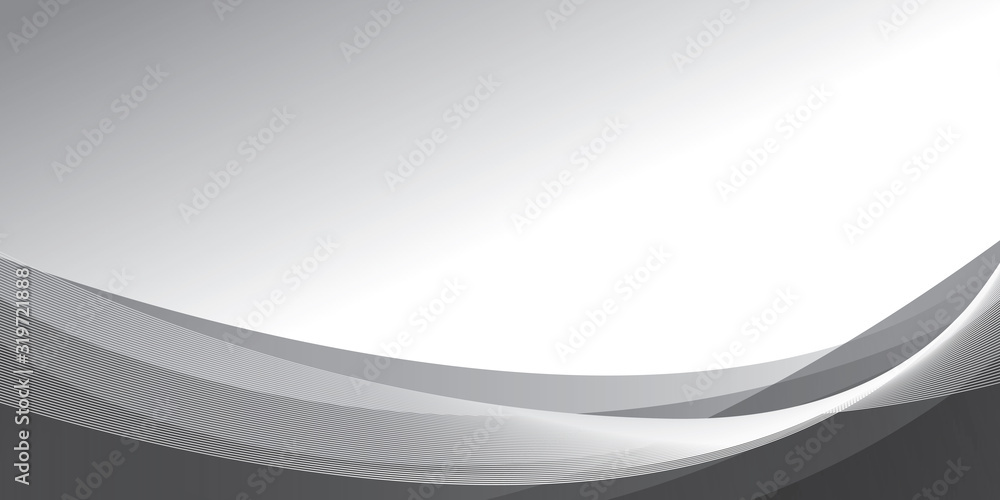Aufkleber abstract smooth color wave vector. curve flow black and white motion illustration.