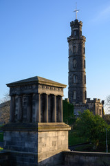 View from top of Calton hill to old part of Edinburgh, capital of Scotland