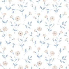Fototapeta na wymiar Seamless flowers pattern. Cute floral texture. Vector illustration.