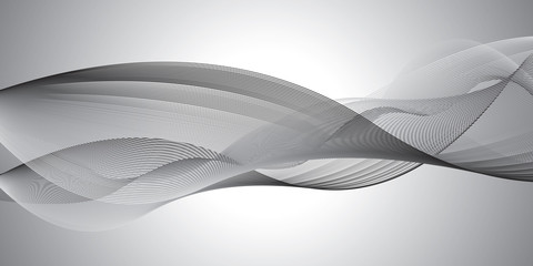 Abstract vector background, transparent waved lines for brochure, website, flyer design. black and white smoke wave.