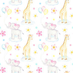 Baby Elephant and Giraffe Pattern