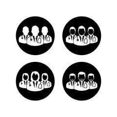 Medical Team Icon Set. Rounded Button style vector EPS.