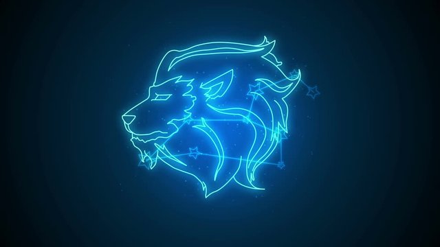 Leo zodiac constellation icons signs with galaxy stars background, Astrology symbol horoscope