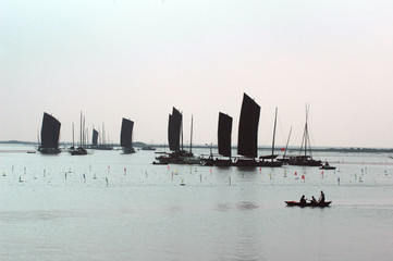 Sailing scenery of Hongze Lake, Huai'an City, Jiangsu Province, China