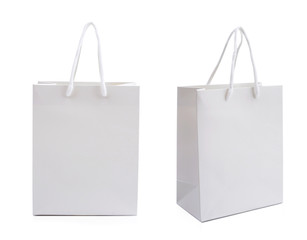 Paper white bag isolated on white.