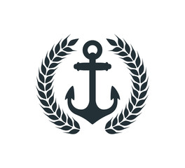 Fototapeta na wymiar ship anchor inside wheat badge vector graphic design for logo and illustration