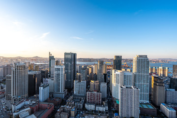 city skyline in dalian china