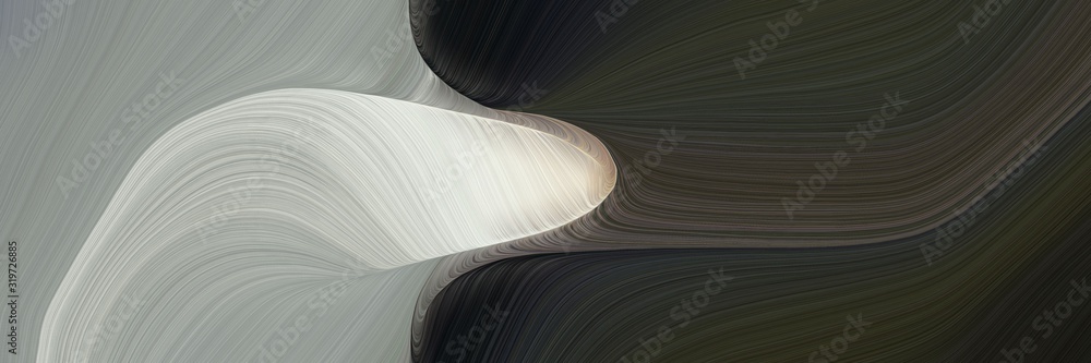 Aufkleber flowing horizontal banner with silver, very dark blue and dark gray colors. dynamic curved lines wit