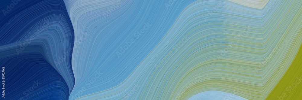 Poster dynamic horizontal banner with cadet blue, midnight blue and olive drab colors. dynamic curved lines with fluid flowing waves and curves