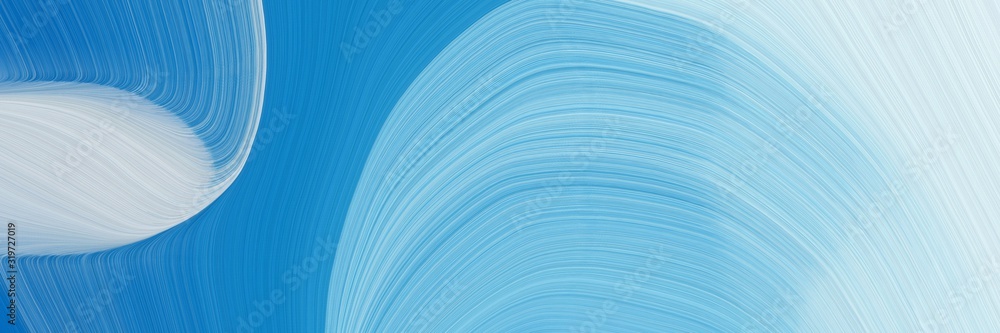 Aufkleber moving horizontal header with sky blue, powder blue and strong blue colors. dynamic curved lines wit
