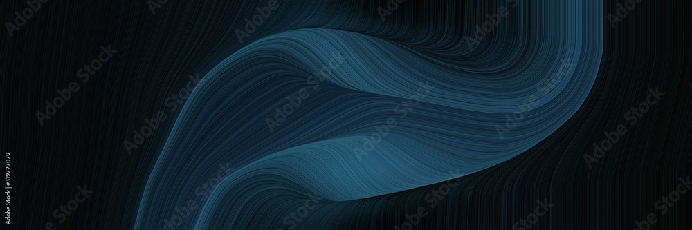 Poster modern banner with black, dark slate gray and very dark blue colors. dynamic curved lines with fluid