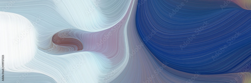 Aufkleber moving banner design with pastel blue, light gray and midnight blue colors. dynamic curved lines wit
