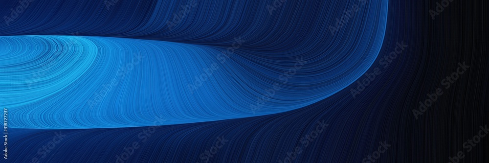 Poster moving header with very dark blue, strong blue and midnight blue colors. dynamic curved lines with f