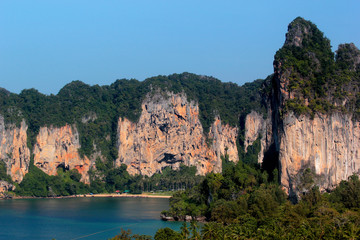 View of Tonsai Bay and beach in Krabi, Thailand.