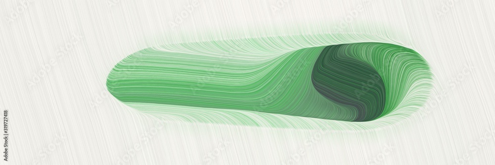 Poster artistic horizontal banner with beige, sea green and dark sea green colors. dynamic curved lines wit
