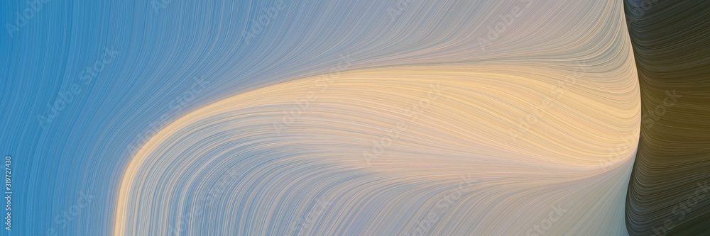 Poster artistic banner with dark gray, teal blue and cadet blue colors. dynamic curved lines with fluid flo