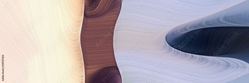 Poster flowing banner with light gray, very dark blue and old mauve colors. dynamic curved lines with fluid flowing waves and curves