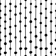Abstract lines seamless pattern. Fashion 80-90s. Black and white textures - Vector