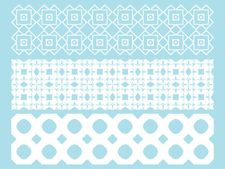 A set of seamless linear patterns on a colored background. Decorative vintage, retro style. Abstract geometric illustration