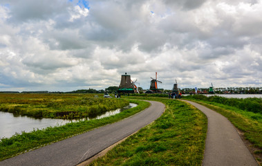 Zaanse Schans, Holland, August 2019. Northeast Amsterdam is a small community located on the Zaan...