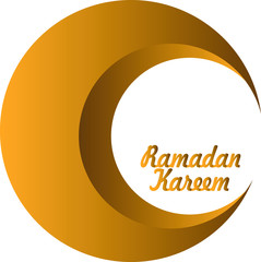 Ramadan Kareem islamic design crescent moon with gold color