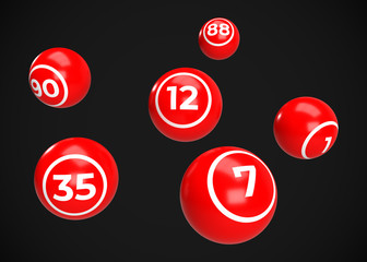 Red Bingo Balls 3D Render