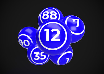 Blue Bingo Balls 3D Render