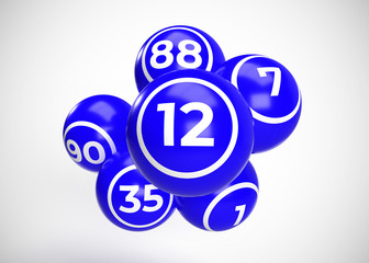 Blue Bingo Balls 3D Render