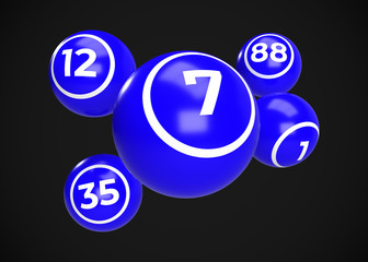 Blue Bingo Balls 3D Render