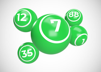 Green Bingo Balls 3D Render
