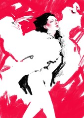 Obraz na płótnie Canvas Dancing woman on abstract background