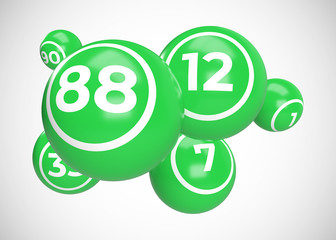 Green Bingo Balls 3D Render