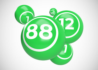 Green Bingo Balls 3D Render