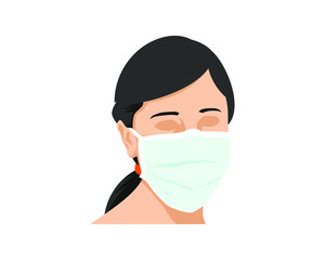 illustration woman wearing medical mask