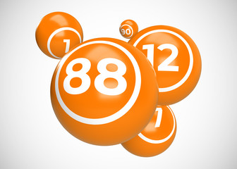 Orange Bingo Balls 3D Render