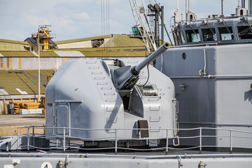 Canon of Battleship in the harbour of Saint-Malo, France
