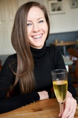 Portrait of a young white woman smiling