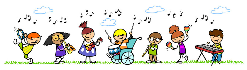 Gruppe Kinder beim Musik machen
