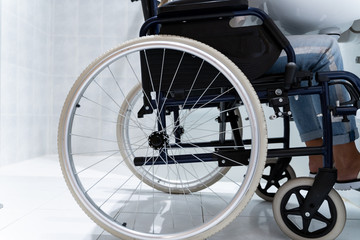 Detail of the wheels of a wheelchair