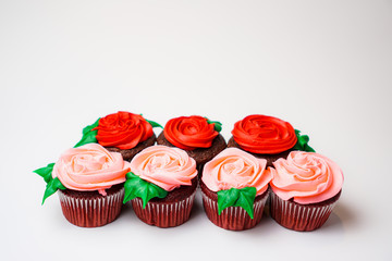Cupcakes decorated like roses