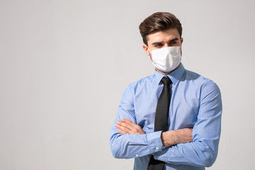 elegant man with mouth protection
