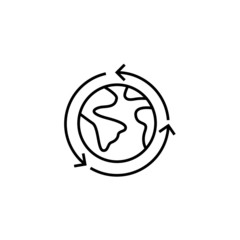 Earth globe line icon. World circle sign isolated on white background editable stroke. Vector geography global pictogram