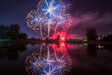 Beautiful Fireworks Festival in Udon Thani, Thailand..