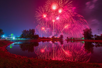 Beautiful Fireworks Festival in Udon Thani, Thailand..