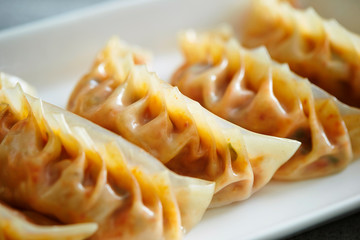 Korean kimchi flavor dumpling on plate