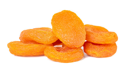 Dried apricots isolated on white background. Healthy food.