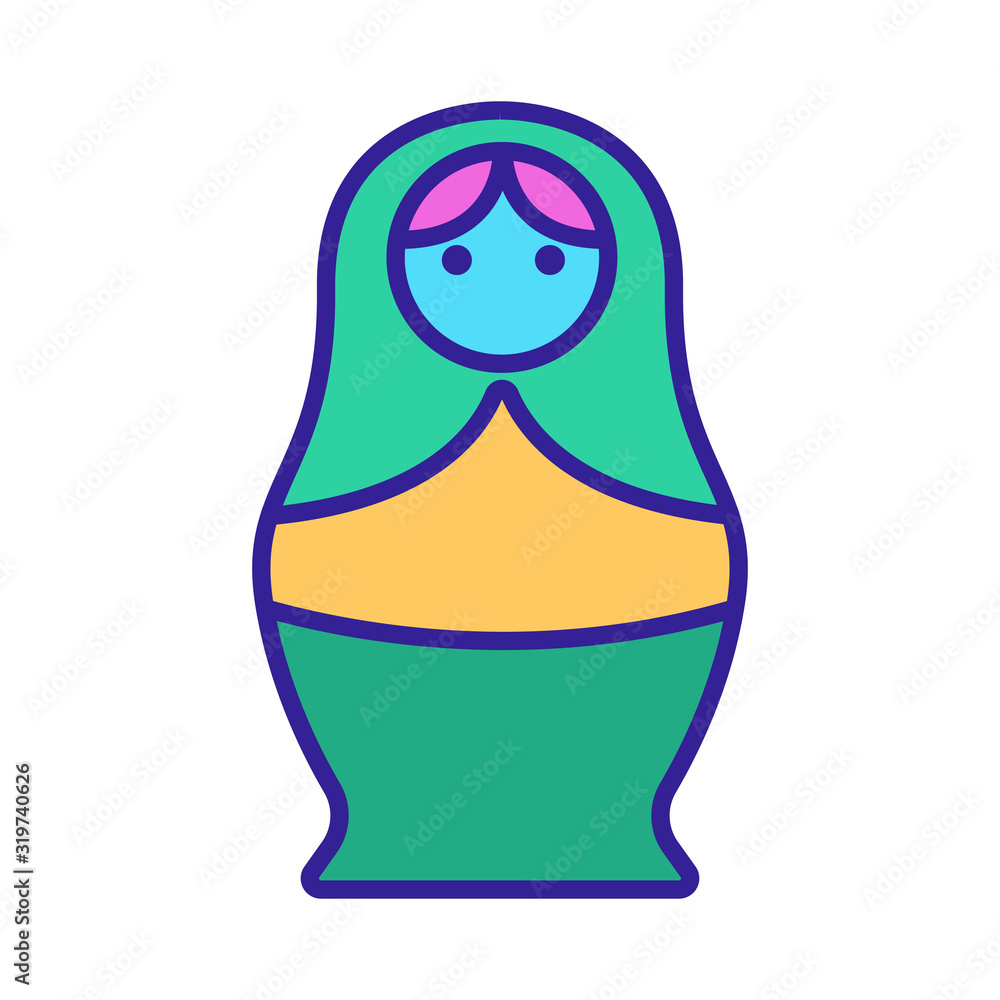 Wall mural Matreshka icon vector. Thin line sign. Isolated contour symbol illustration