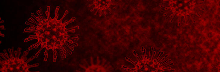 3D Rendering dark virus,  The infection in host organism viral disease outbreak, Select focus...