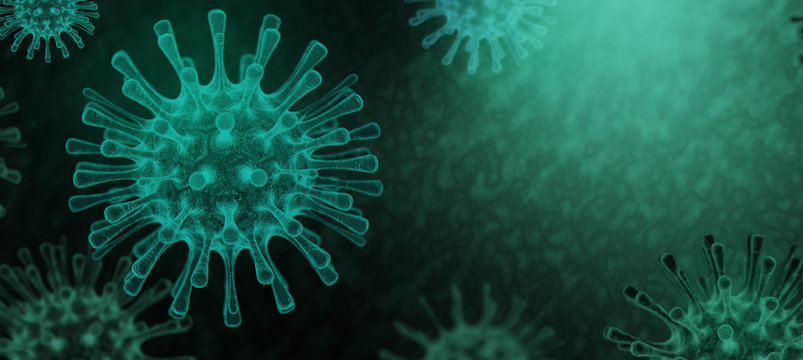 3D Rendering dark virus,  The infection in host organism viral disease outbreak, Select focus shallow depth of field
